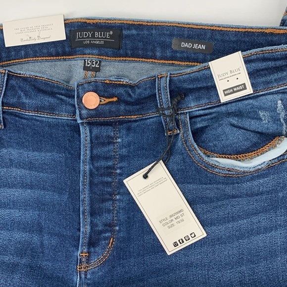 NWT Judy Blue High Waist Hidden Button Dad Jean Women’s Size 15/32 - Picture 5 of 8